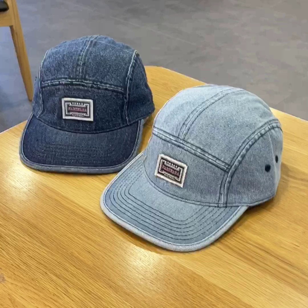 ヴィンテージ風、つばが平らなデニム素材の野球帽。男女兼用、原 - Corduroy Cap 5 Panel のレビューと価格