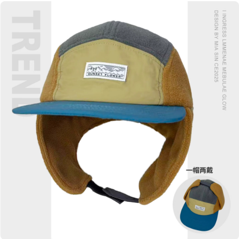 韓国製冬用ポーラーフリースカラーブロック五枚パネルフライング - Corduroy Cap 5 Panel のレビューと価格